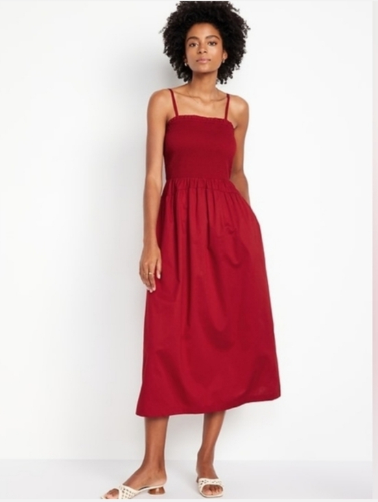 Old Navy Dresses & Skirts - Old Navy Fit & Flare Smocked Midi Dress Cordovan Red LP